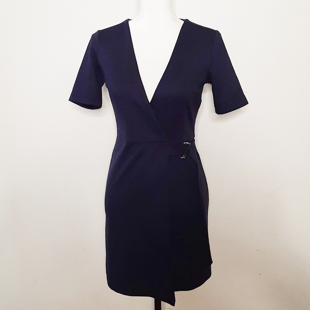 TopShop Navy Buckle Mini Wrap Dress